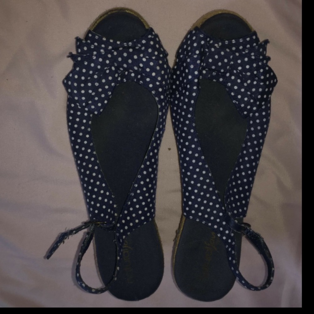 Natural Soul Navy Polka Dot Wedges